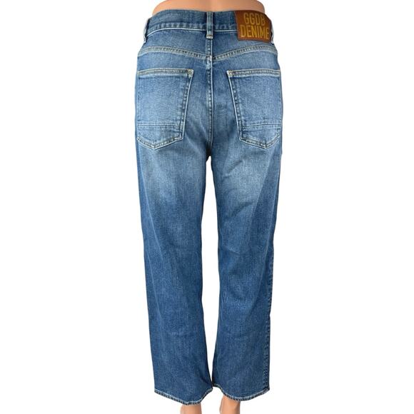 GGDB Golden Goose Women's Blue High Waisted Straight Cropped Denim Jeans Size 26 - Picture 3 of 7